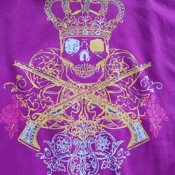 Kanji Premium Japan Y2K Streetwear Grunge Track Jacket Pink Sugar Skulls Gems XL - Picture 4 of 8